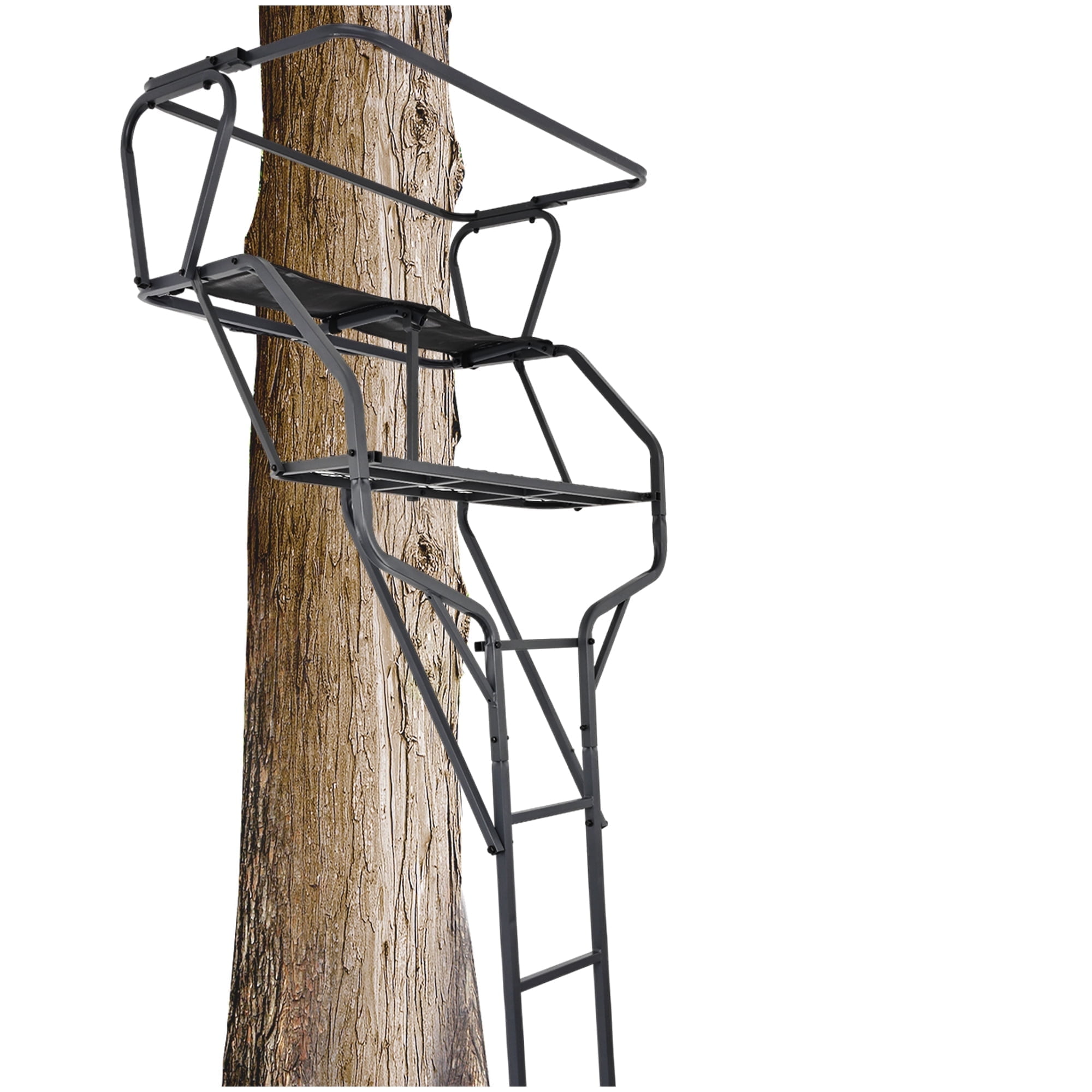 Kojem 2 Man Climbing Tree Stand 18 Foot Deer Hunting Ladder with Footrest and Extra Large Seat