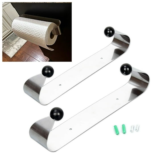 Kojem 2 Pack Paper Towel Holder Under Cabinet Kitchen Bathroom Wall Mount Paper Towel Holder Rack Steel