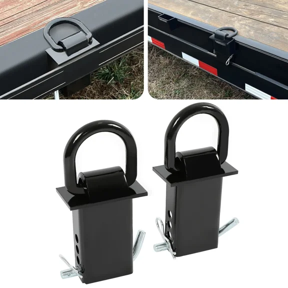 Kojem 2 Pcs Adjustable Trailer Stake Pocket D Ring 5400LBS/ Each for Standard 2" x 4" Stake Pockets & Flatbed Trucks W/ 1/2" Hitch Pin Powder Coated Black Heavy Duty Steel