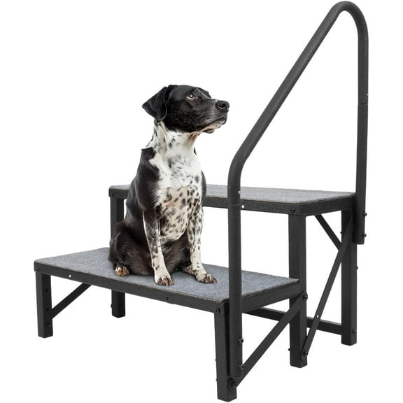 Kojem 2 Steps RV Step, Hot Tub Outdoor Stairs with Mats, Heavy Duty Mobile Home Portable Ladder Stairs for Camper, Steel Travel Trailers Ladder