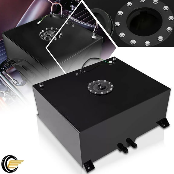 Kojem 20 Gallon Fuel Cell Tank with Level Sender 80L for Hot Rods Street Rods Trucks SUVs Aluminum Polished Racing Street Drift Strip Fuel Tank Black