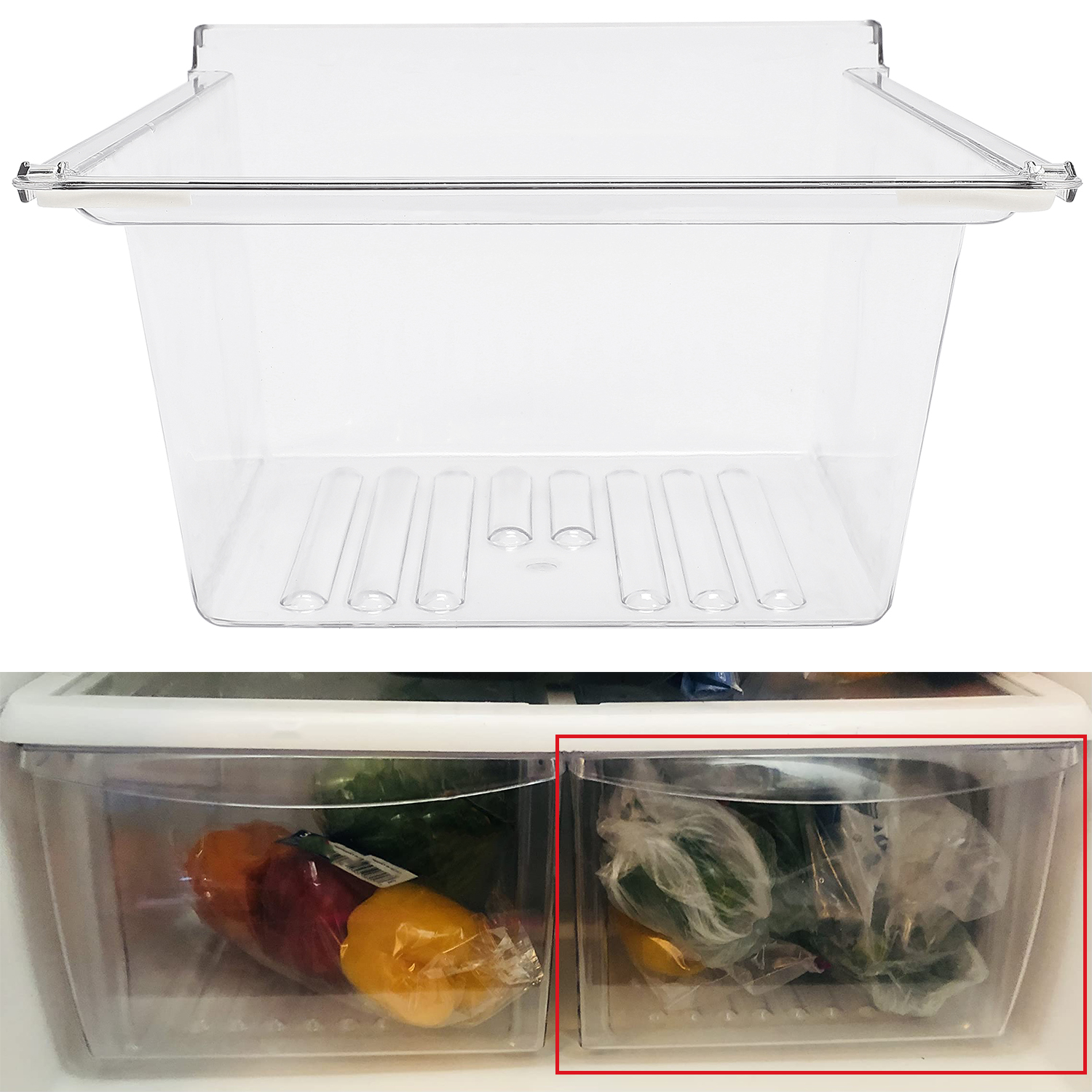 Kojem 240343803 Clear Crisper Drawer Bottom Shelf for Frigidaire