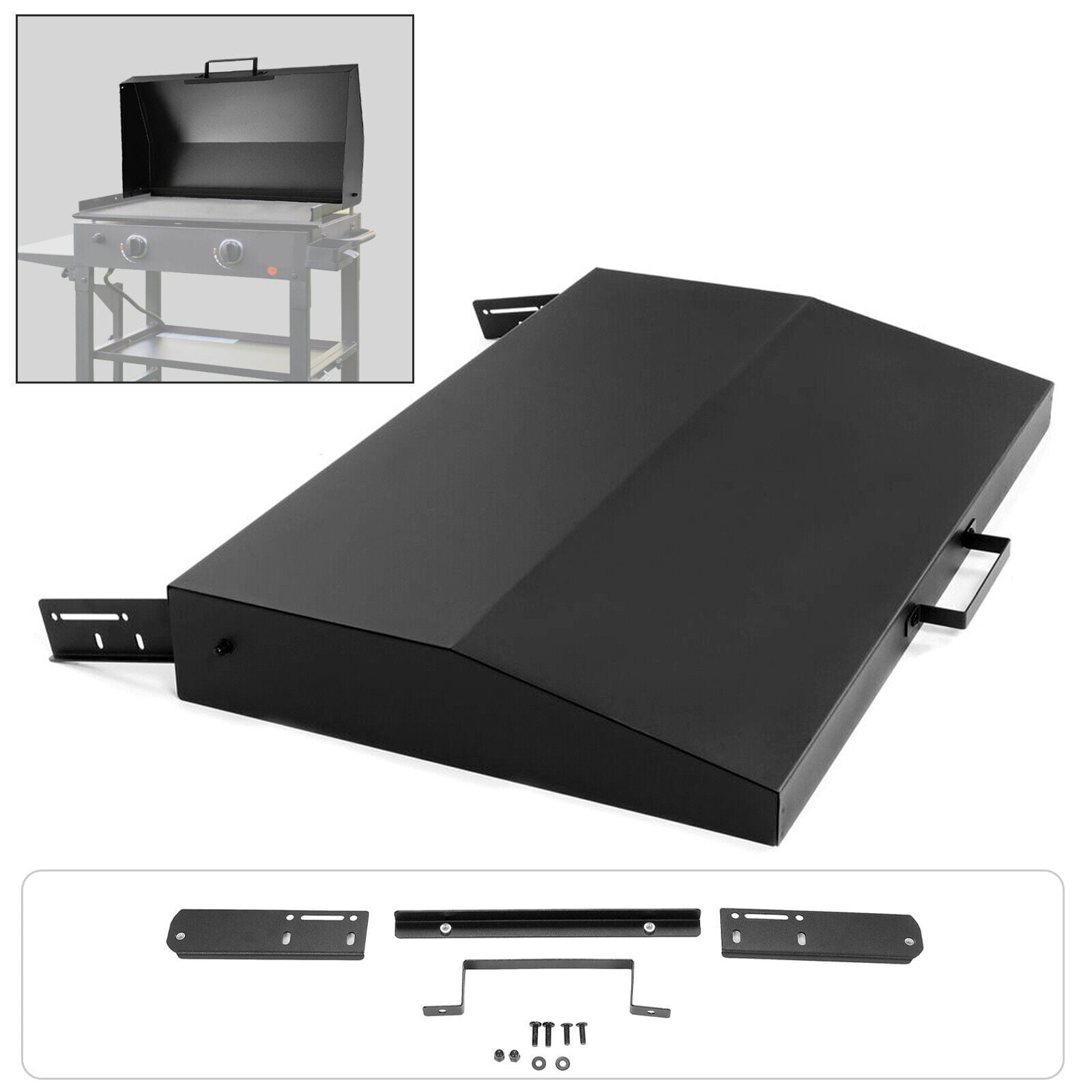 Kojem 28" Steel Hinged Lid Griddle Cover, Rear Grease Collection, For 28" Blackstone Griddle