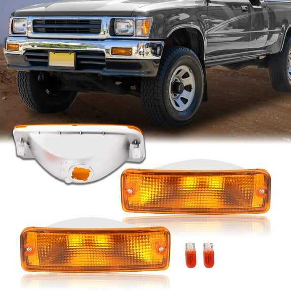 Kojem 2PCS Turn Signal Light for 1992-1995 Toyota Pick-Up Truck Replacement for TO2520105 TO2521107 Drive & Passenger Side Yellow Lens 2 Wheel Drive Models Only