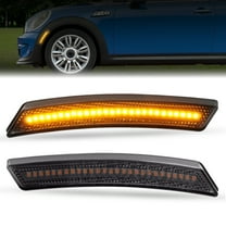 Kojem 2Pcs Side Marker Light for 2007-2016 Mini Cooper R55 R56 R57 R61 Replacement for 63132751331 63132751332 Front Side Light Lamp Left & Right Smoke Lens & Amber Full LED