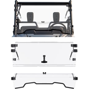 Kojem 3-in-1 Folding Windshield for 2014-2022 Honda Pioneer 700 / 700 4 Gas Spring Flip Scratch Resistant Windscreen Open Vented Closed Clear