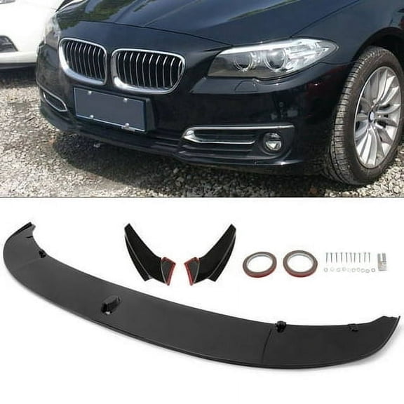 Kojem 3 pcs Front Bumper Lip Splitter Spoiler for 2011-2016 BMW F10 528i 535i 550i M Sport Glossy Black