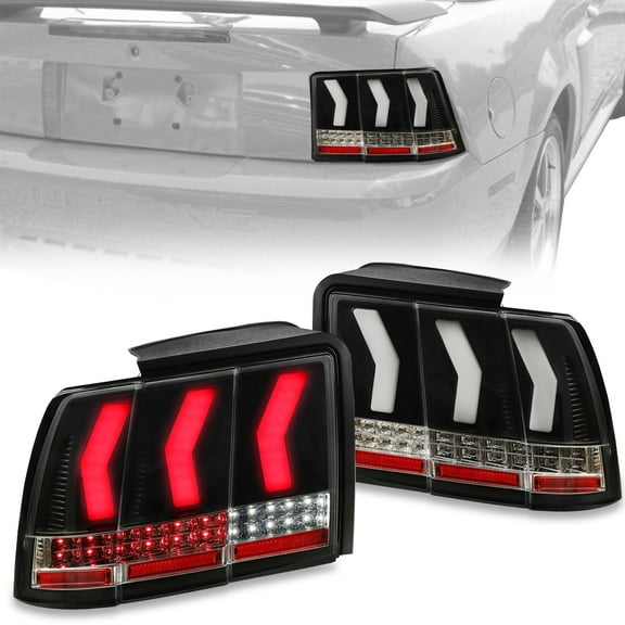 Kojem 3D LED Turn Signal Brake Tail Lights for 1999-2004 Ford Mustang Models Lamp Pair Replaces FO2819109 FO2818109