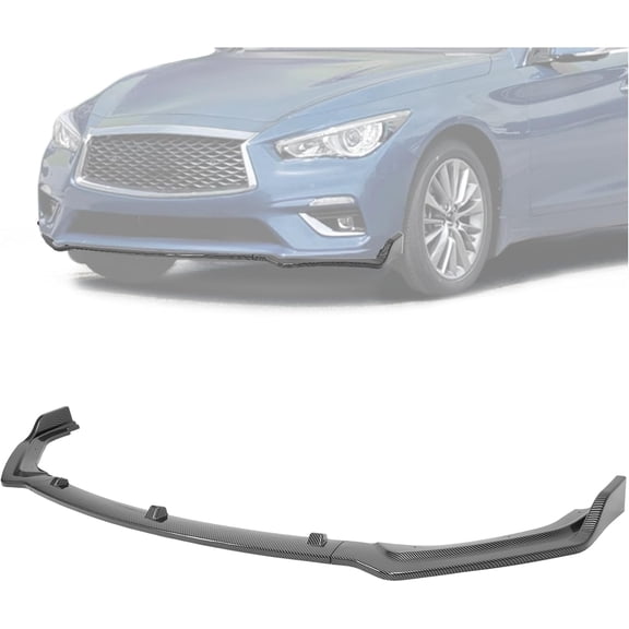 Kojem 3Pcs Front Bumper Lip for 2018-2024 Infiniti Q50 Luxe/Base Models JDM Style Under Chin Spoiler Splitter Diffuser Protector Air Dams Body Kit (Carbon Fiber Style)