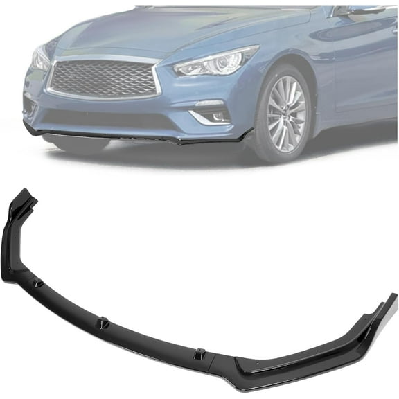 Kojem 3Pcs Front Bumper Lip for 2018-2024 Infiniti Q50 Luxe/Base Models JDM Style Under Chin Spoiler Splitter Diffuser Protector Air Dams Body Kit (Gloss Black)