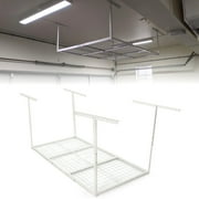 Kojem 3x6 Overhead Garage Storage Adjustable Ceiling Storage Rack, 72" Length x 36" Width x 40" Height, White