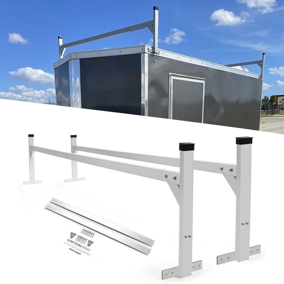 Kojem 4'-8.5' Adjustable Trailer Ladder Roof Rack for Enclosed and Open Trailers Van Aluminum