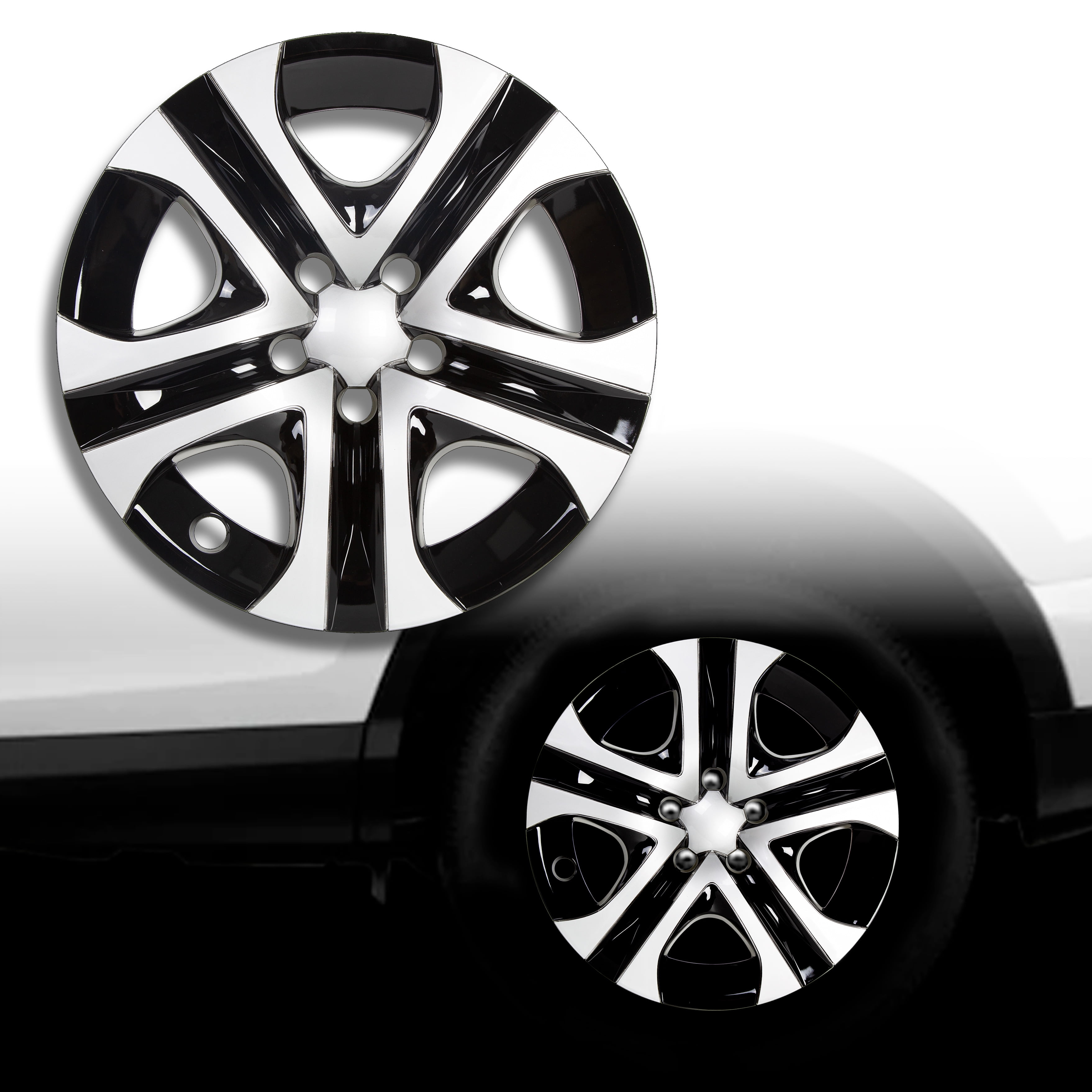 Enjoliveur de roue 4pcs 18in Wheel Cover Hubcap Blanc Noir Jante