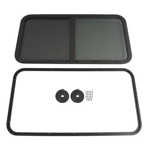 Kojem 42" W X 22" RV Side Window - Black Frame/Dark Glass with Mesh Screen