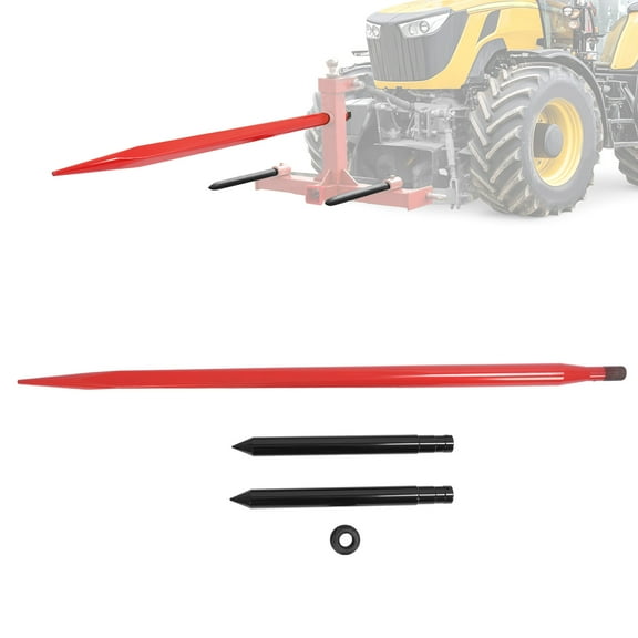 Kojem 49" Heavy-Duty Hay Bale Spear with Stabilizers - 3000 lbs Capacity, Quick Attach Compatibility