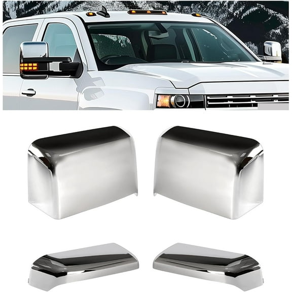 Kojem 4PCS Mirror Cap Cover for 2014 2015-2019 Chevy Silverado GMC Sierra Chrome