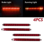 Kojem 4pcs Red 15" Inch Sealed 11 LED Third Brake Light Bar Stop Turn Signal Tail 3rd Brake Light ID Bar Truck Trailer RV Camper Waterproof
