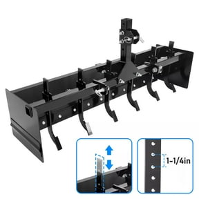 Kojem 55" Three Point Box Scraper Compatible with CAT-0 Tractor Leveling Grading Landscaping Adjustable Black Steel