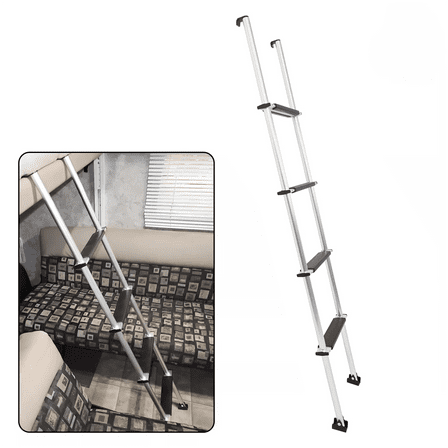 Kojem 60" Bunk Ladder Mount Boarding Ladder with Hook & Rubber Foot Pads 4 Step RV Bunk Ladder Dorm Loft Ladder