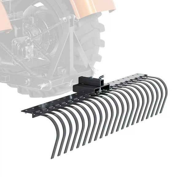 Kojem 60" Pine Straw Rake Landscape Driveaway Lawn Yard Beach Cleaning for ATV UTV SxS 5FT Tool Bar & 3 Point Hitch
