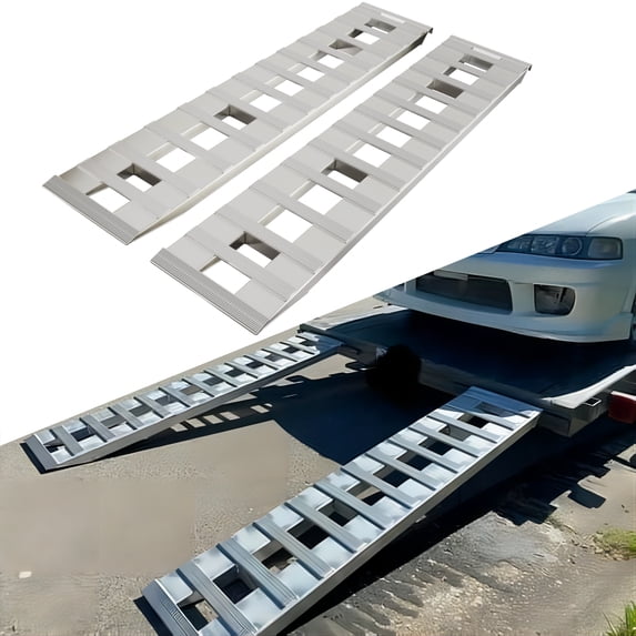 Kojem 6800 LBS Aluminum Loading Ramps 72"-15" for Truck Trailer Car Auto ATV UTV Universal Hook Attaching End Knife Foot 1 pair