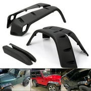 Kojem 6PC 7 Wide Wheel Fender Flare Protector for 1997-2006 Jeep Wrangler TJ 2004-2006 Wrangler LJ Extended Pocket-Riveted Style Black
