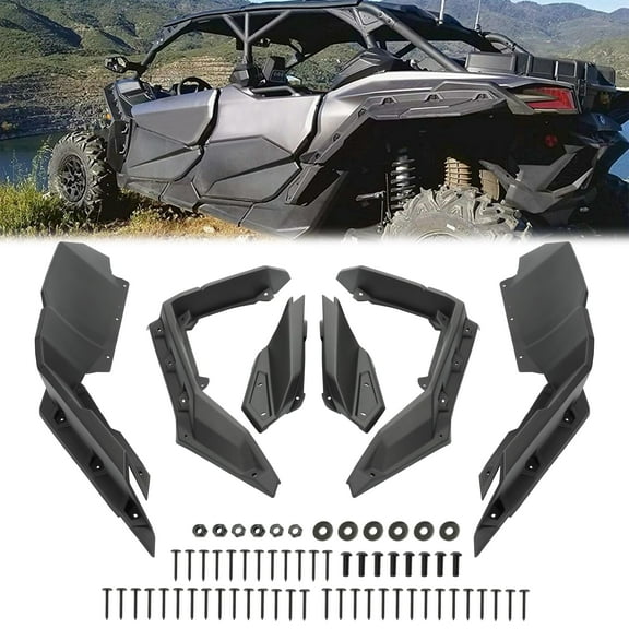 Kojem 6pcs Fender Flare 715002973 Compatible with 2017-2023 Can Am Maverick X3 Max/RR/Turbo/ 1000 Max Front & Rear Extended Mud Flaps Mud Guard