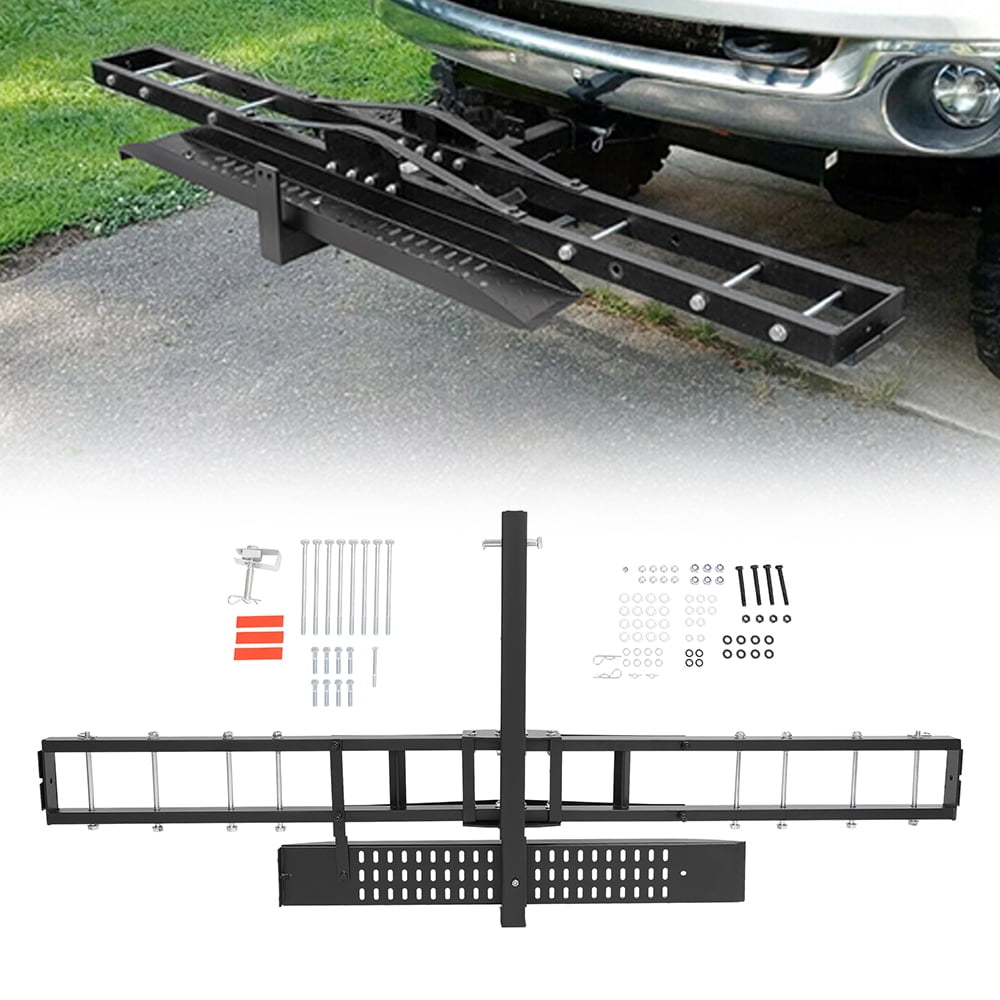 Kojem Upgrade 75 Motorcycle Dirtbike Carrier Hauler Hitch Mount Rack Anti Tilt with Loading Ramp Holds 500 lbs. Heavy Duty