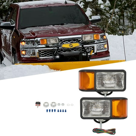 Kojem 80888 Light Snow Plow Lamp Headlight Turn Signal Snowplow Universal Truck Pickup 2 Piece Clear Chrome