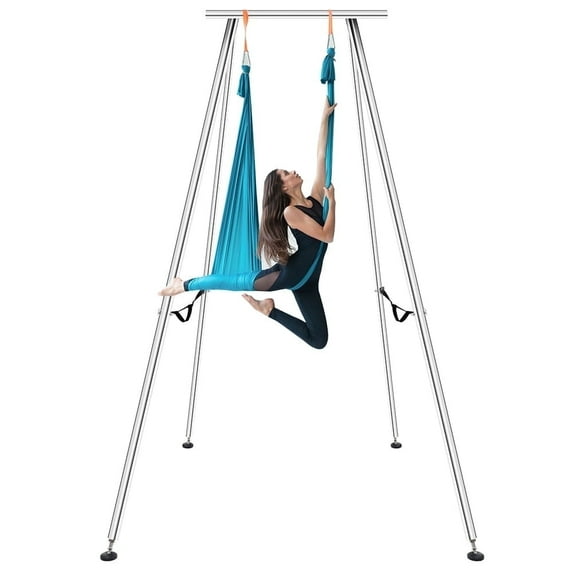Kojem 9.6 FT Portable Stand Yoga Swing Stand 551 LBS Aerial Yoga Frame Yoga Sling Inversion Equipment Steel Silvery for Indoor and Outdoor Triangle Structure
