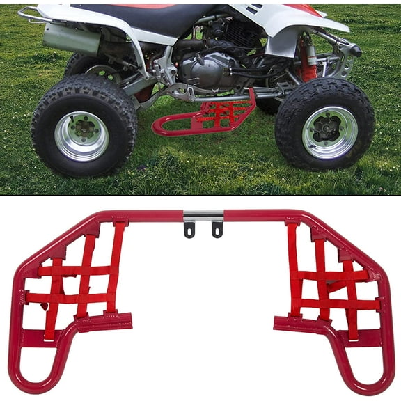 Kojem ATV Nerf Bars W/ Nets Webbing for 1990-2004 Yamaha Warrior 350 Red Aluminum 2003 2002 2001