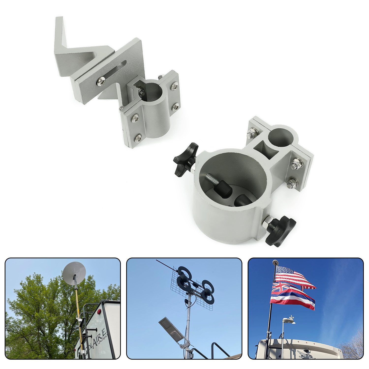 Kojem Adjustable RV Flag and Wind Sock Pole Mount for Ladders Satellite