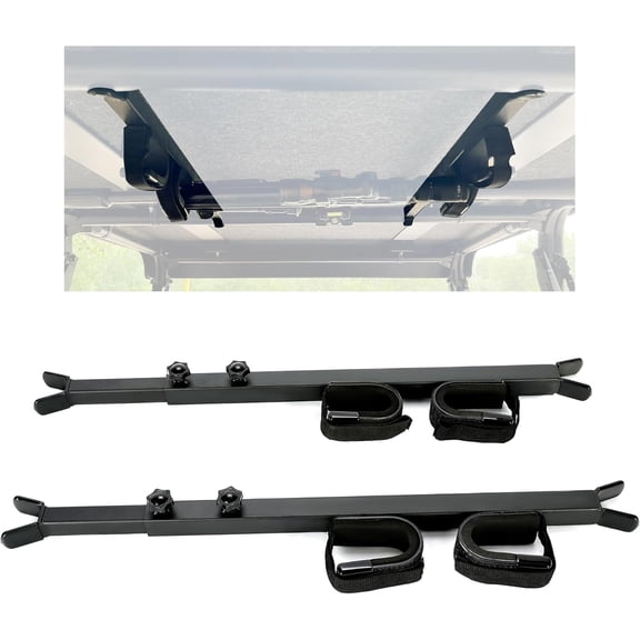 Kojem Adjustable UTV Gun Rack, Fit for Polaris Ranger Kawasaki Mule, Overhead Gun Rack Holder, Fit Round Roll Bars & Pro-fit Cages, Roof Gun Carrier 23-31in