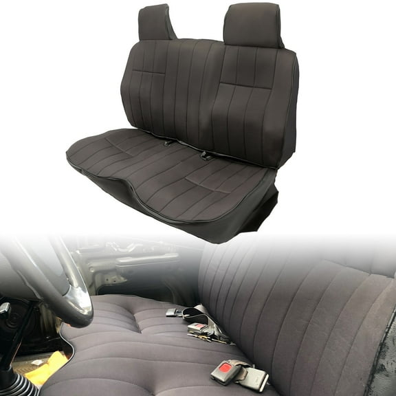 Kojem Bench Seat Cover for Toyota Pick-up Truck 1987 88 89 90 91 92 93 1994 Solid Bench with Headrest Synthetic Leather ＆ Cloth Upholstery Black