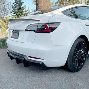 Kojem Black Abs Plastic Bumper Compatible with 2017-2023 Tesla Model 3 Sedan V Style Rear Bumper Diffuser Lip Valance Splitter Body Kit Abs Plastic Black 2017-2023