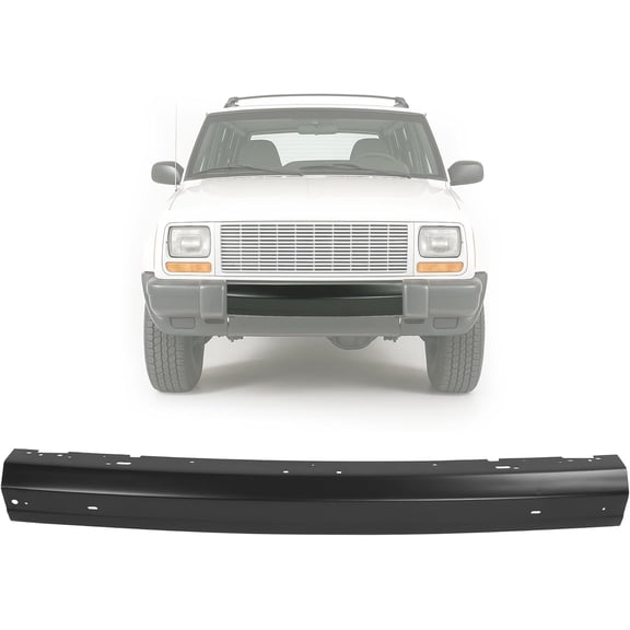 Kojem Black Alloy Steel Bumper Compatible with 1997-2001 Jeep Cherokee Xj Replacement For Ch1002257 1997-2001 Replacement For 5019155aa Ch1002257