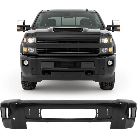 Kojem Black Alloy Steel Bumper Compatible with 2015-2019 Chevy Chevrolet Silverado 2015-2019 Replacement For Gm1002871