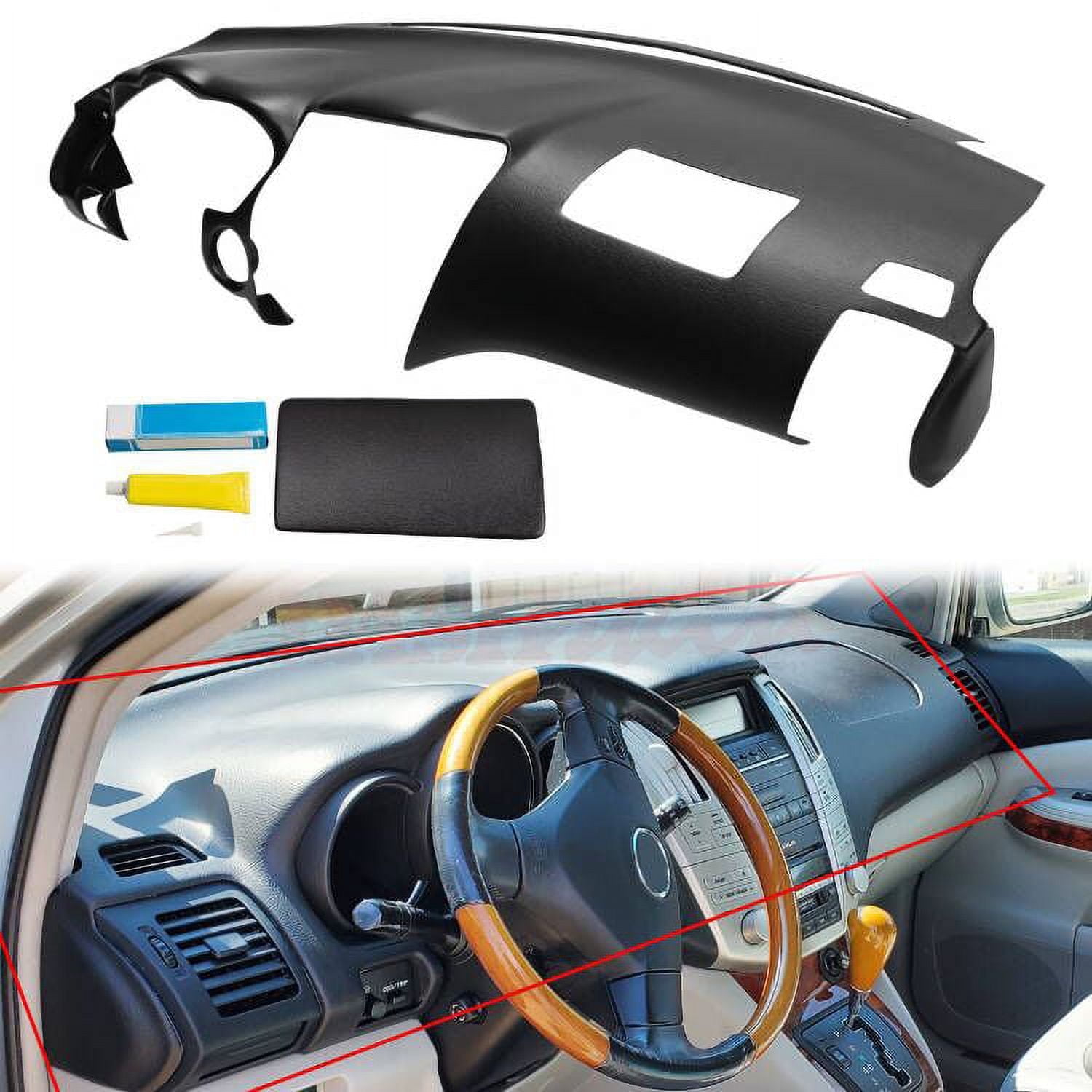 Kojem Black Molded Dash Cover Compatible with 2007-2009 RX350 & 2006-2008 RX400h & 2004-2006 RX330 w/o Center Speaker Holes (Cover ONLY!!!NOT A Replacement!!!)