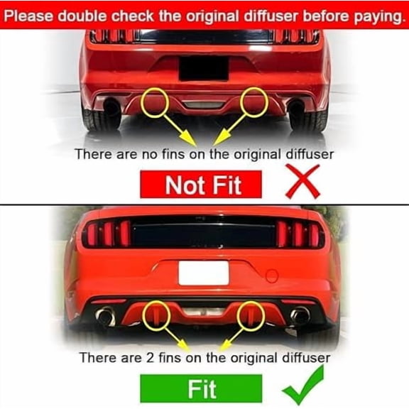 Kojem Black Polypropylene pp Bumper Compatible with 2015-2017 Ford Mustang Rtv2 Style Pp Lower Valance Chin Splitter Spoiler Protector Black 2015-2017