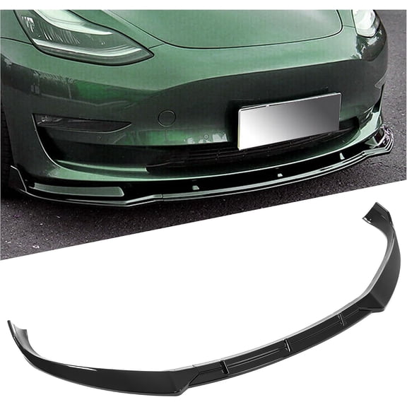 Kojem 3pcs glossy Black Pp Plastic Bumper Compatible with 2016.5-2020 Tesla Model S (facelift) Spoiler Splitter Body Kit Pp Plastic Black 2016-2020