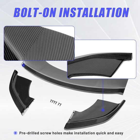 Kojem Bumper Compatible with 2016-2020 Tesla Model X Under Chin Spoiler Air Dam Body Kit Carbon Fiber Color 2016-2020