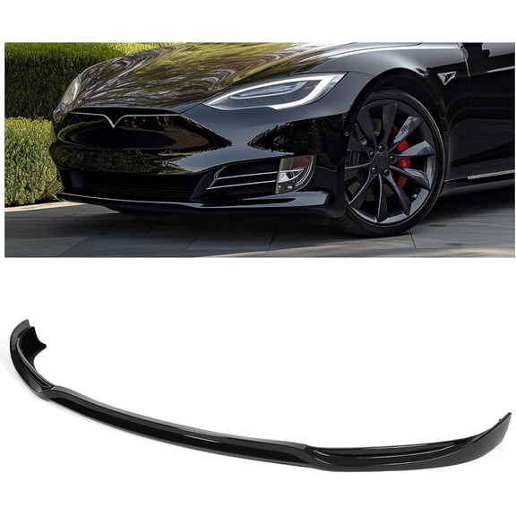 Kojem Carbon Fiber Color Plasticpp Bumper Compatible with 2012-2016 Tesla Model S Sedan Air Carbon Fiber Printing Front Lip Spoiler Splitter Chin Body Kit 2012-2016