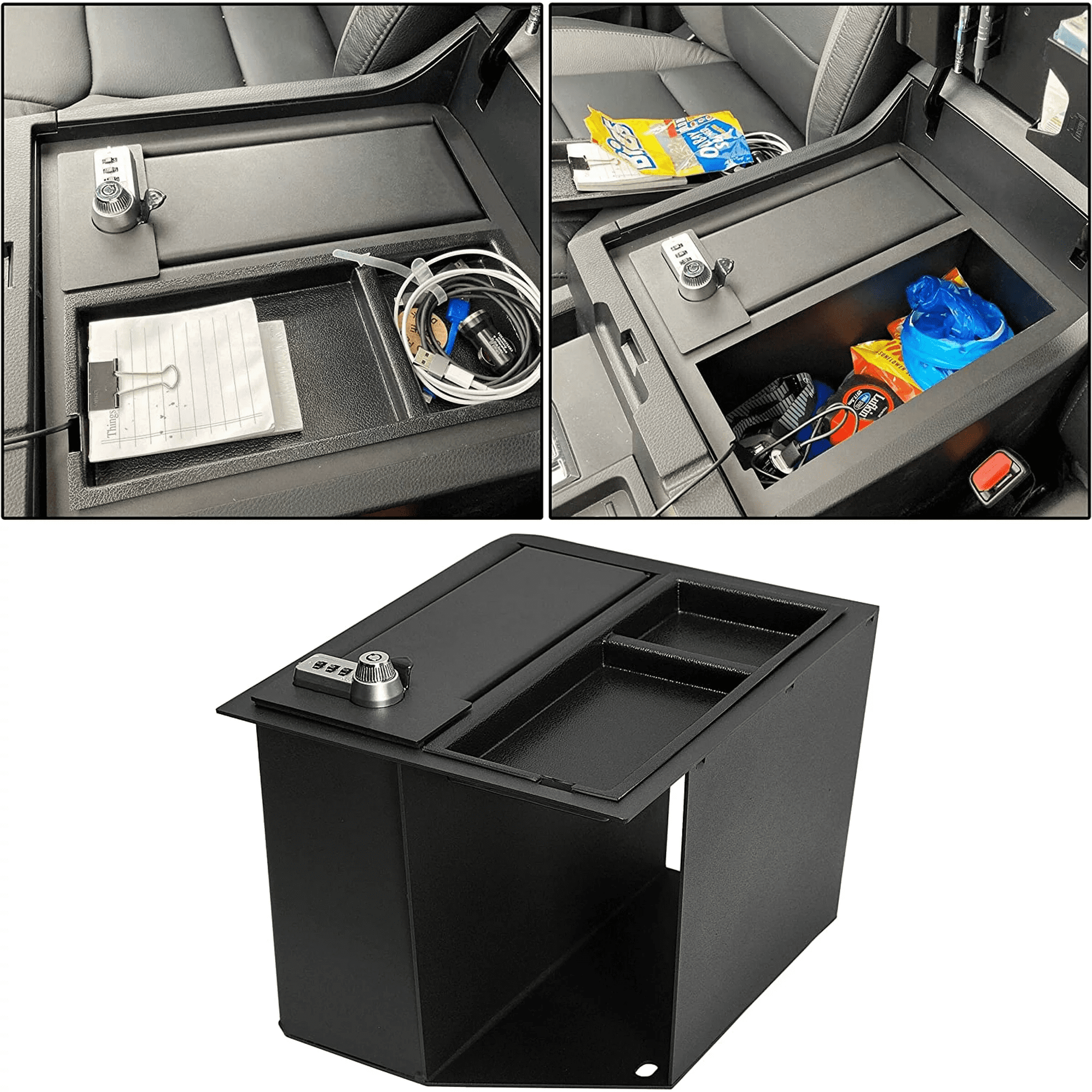 Kojem Center Console Car Safe Gun Box W/ Tray for Toyota Tundra