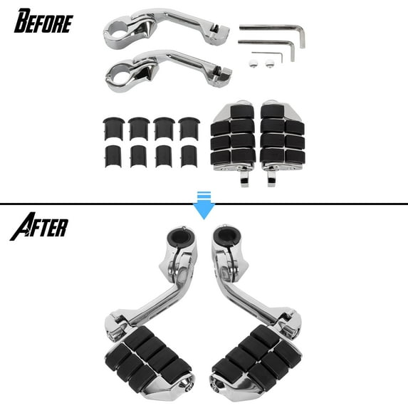 Kojem Chrome Long Highway Foot Pegs For Harley Road King Street Glide 1-1/4" Bars
