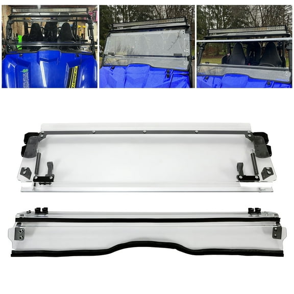 Kojem Clear Flip 3-in-1 Windshield Heavy Duty Folding Down Windscreen Scratch Resistant for 2018 2019 2020 Yamaha Wolverine X4 X2