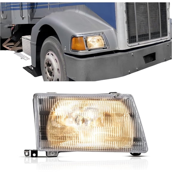 Kojem Clear Lens Headlight Compatible with Peterbilt 375 385 Trucks Halogen Headlamp Clear Lens Passenger Side
