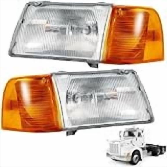 Kojem Clear Lensamber Lens Headlight Compatible with Peterbilt 375 385 Halogen Headlamps Clear Lensamber Lens Driver Passenger Side