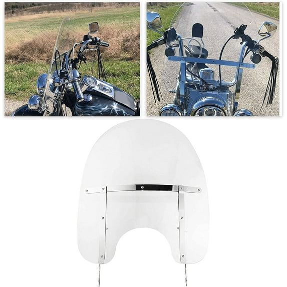 Kojem Clear Motorcycle Windshield for 2000-2017 Harley Davidson Heritage Softail Classic FatBoy FLS FLST FLSTC FLSTF FLSTFB FLSTN 26-1/2" (H) X 23" (W) Detachable  Windscreen
