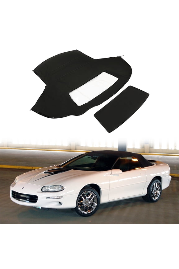 Convertible Soft Top & Plastic Window Black Sailcloth Vinyl for Chevrolet Camaro 1994-2002