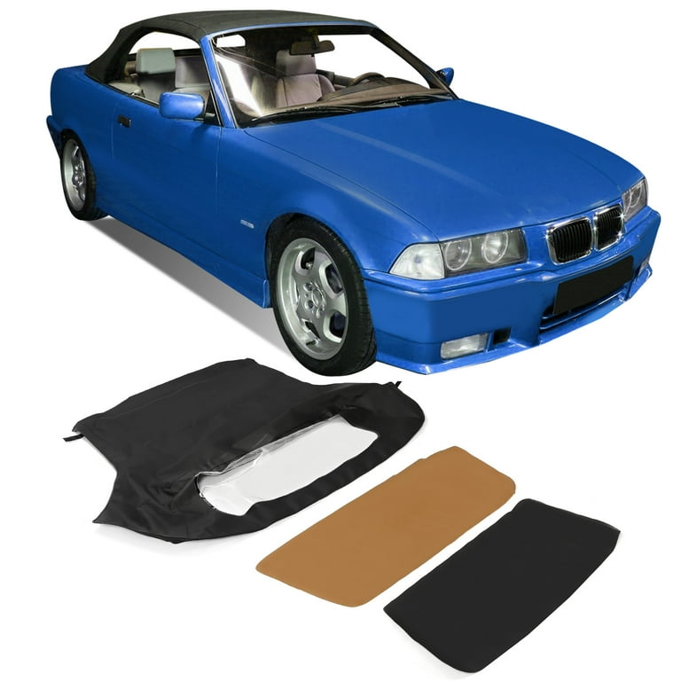 Kojem Convertible Soft Top for 1994 95 96 97 98 1999 BMW 3-Series E36 318i  323i 325i 328i M3 Sailcloth Roof with Plastic Window Black ＆ Brown